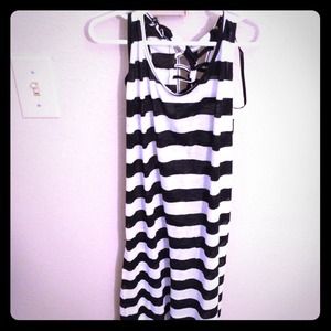 ❌SOLD❌Black and White Striped Dress💀