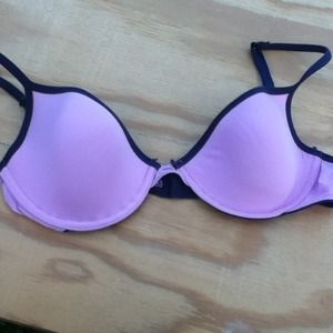 Light pink and navy blue bra