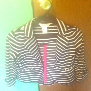 Adorable Black , Pink , And White Blazer .