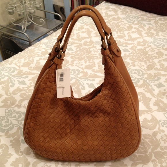 NWT Peanut Leather Woven Handbag - Picture 1 of 4