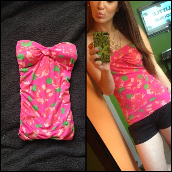 Pink Floral Tube Top