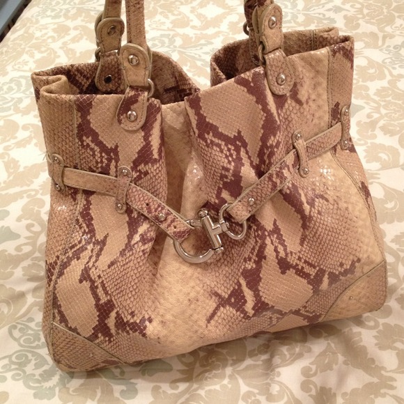 Leather "Snakeskin" Handbag, Like New - Picture 1 of 4