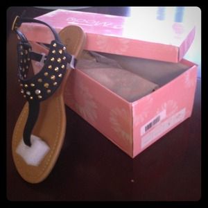 Gold studded black sandals!