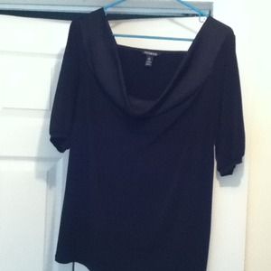 Black scoop neck blouse.