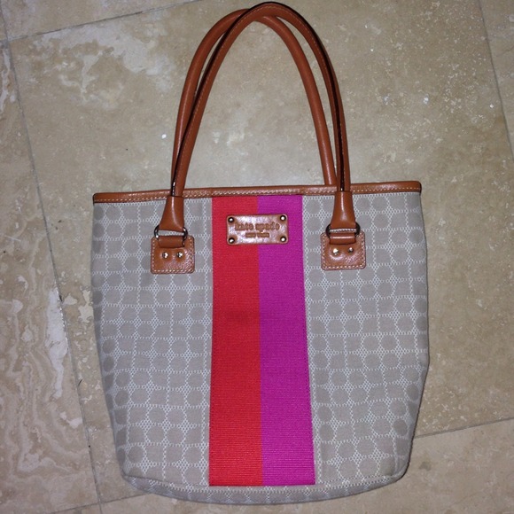 ❌SOLD❌ksny signature print tote with pink&orange