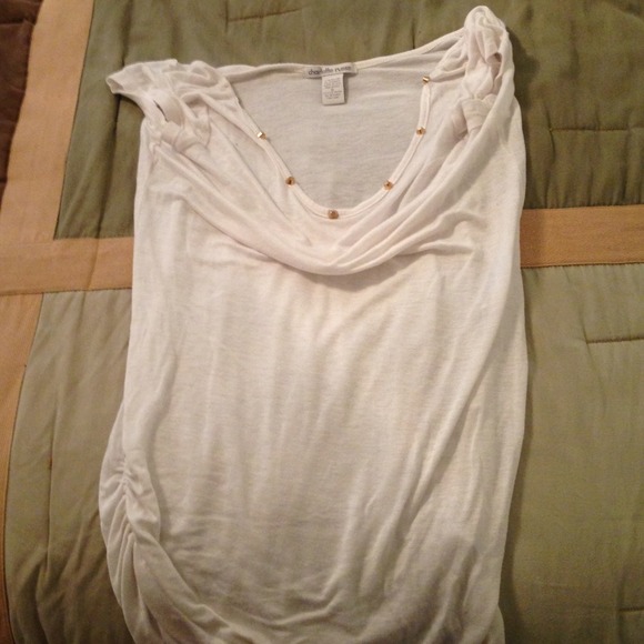 White top with gold studs on collar