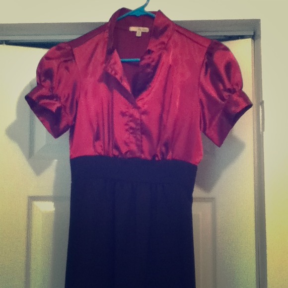 Burgundy and black dress