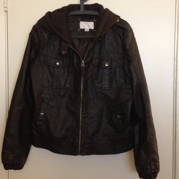 SOLD Faux Leather Jacket (Dark Brown)