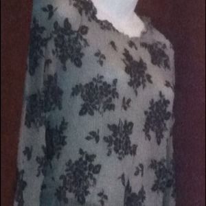 Midnight Blue and Gray lace top.