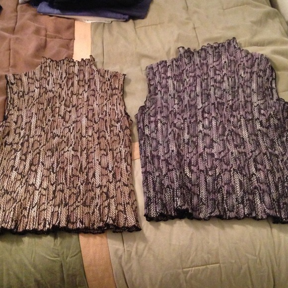 2 work tanks; leopard print
