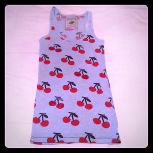 Pink Cherry Rhinestone Tank Top