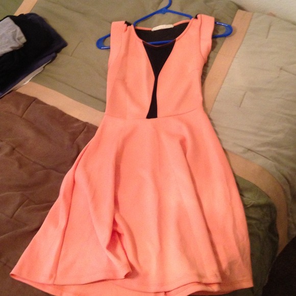 Salmon and black dress