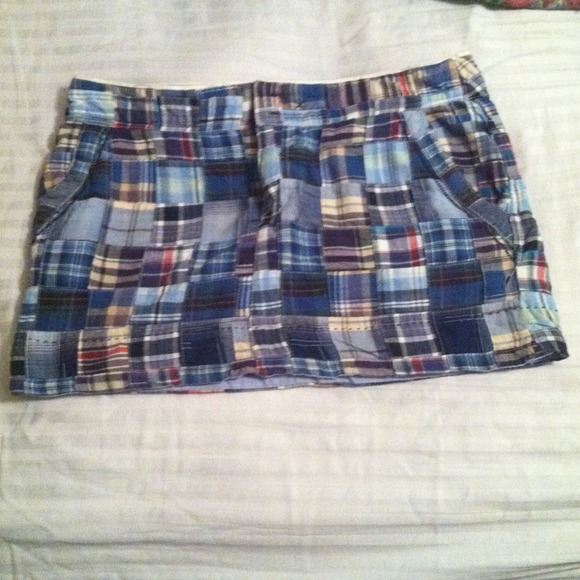 American Eagle Plaid patchwork mini skirt