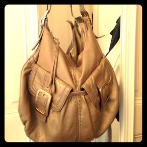 Cole haan muted gold soft leather hobo
