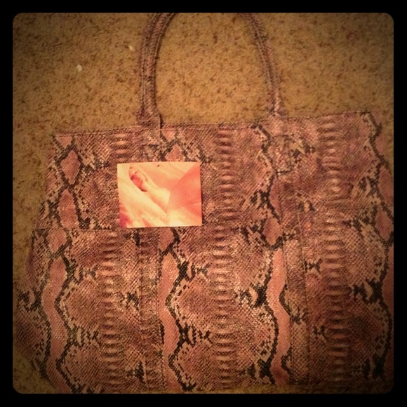 BCBG Maxazria Pink Snakeskin Tote