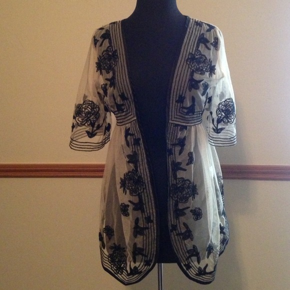 NWT Beautiful Sheer Jacket with Black Detail - Picture 1 of 3