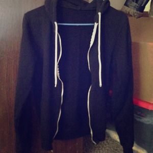 Plain black zipup hoodie.