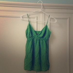 A green and black polka dot tank!