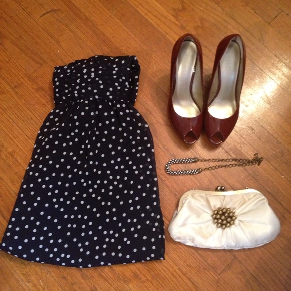 Navy polka dot dress
