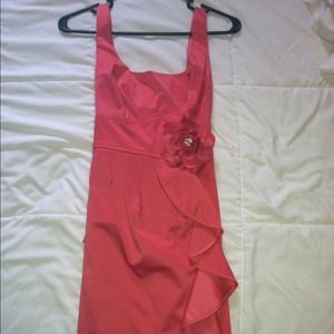Coral satin dress
