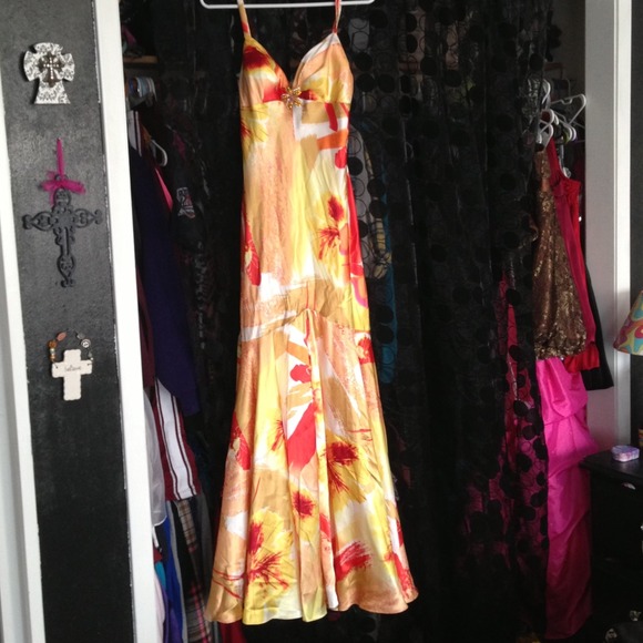 Multicolored long mermaid dress