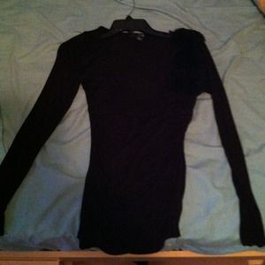 Long sleeve black shirt with floral detail