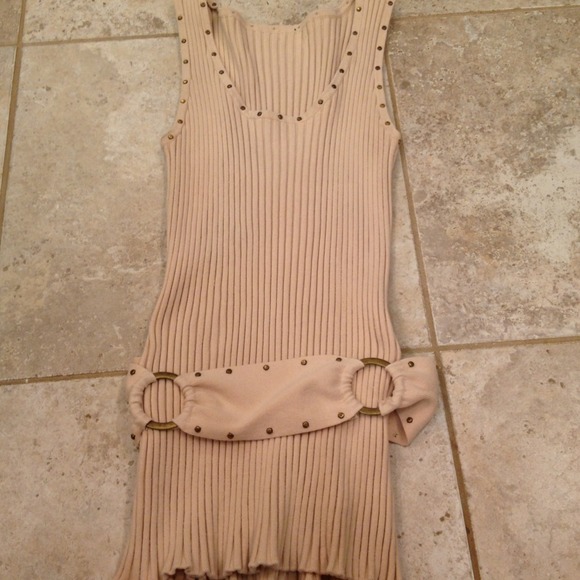 Beige top with attached belt