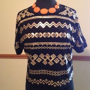 NWT Sassy Aztec Gold Sequined Top