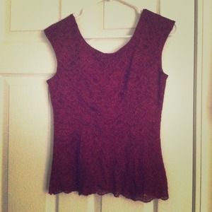 Burgundy lace peplum top