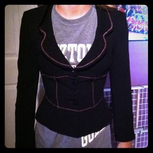 Bebe black blazer with pink stitching!