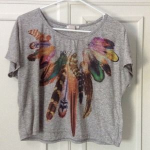 A burn-out heather grey feather tee