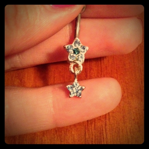Jewelry - Blue diamond never worn dangle belly button ring