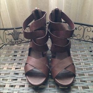 Brown Strap Wedges