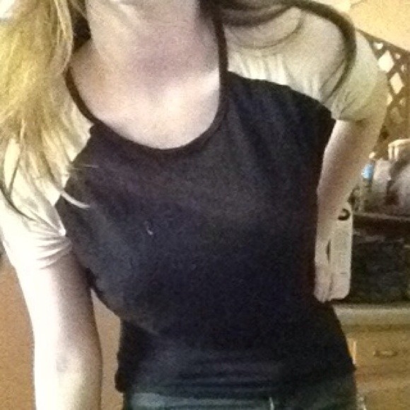 Cream and black top.