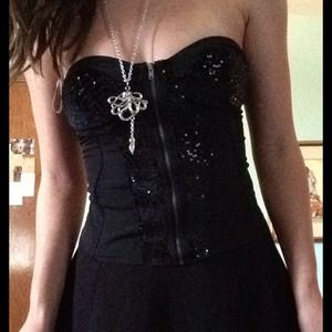 Sexy Black Sequin Strapless Top!