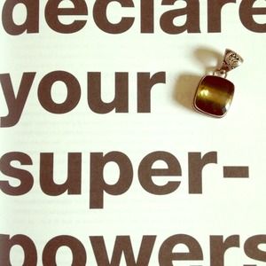 Green Topaz/Tourmaline and Silver Pendant