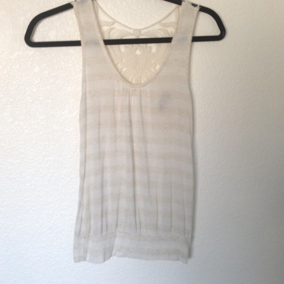 Cream striped topping cool lace back