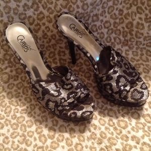 Carlos Santana leopard heels