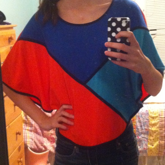 Color block poncho inspired shirt