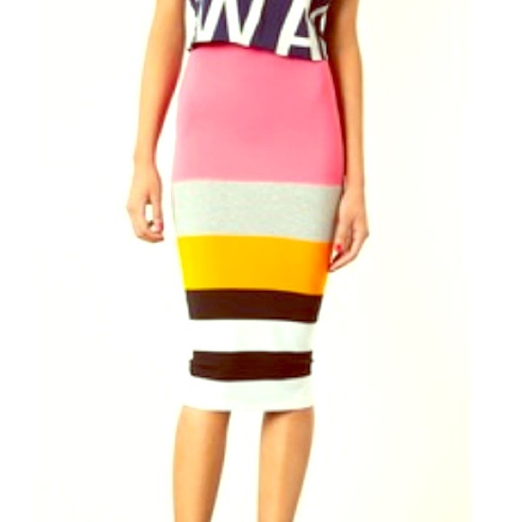 NWT Topshop Color-block Striped Skirt