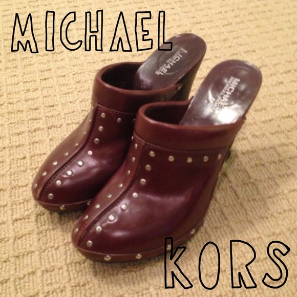 Michael Kors Leather Astor High Clog in Coffee