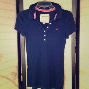 American Eagle navy blue polo