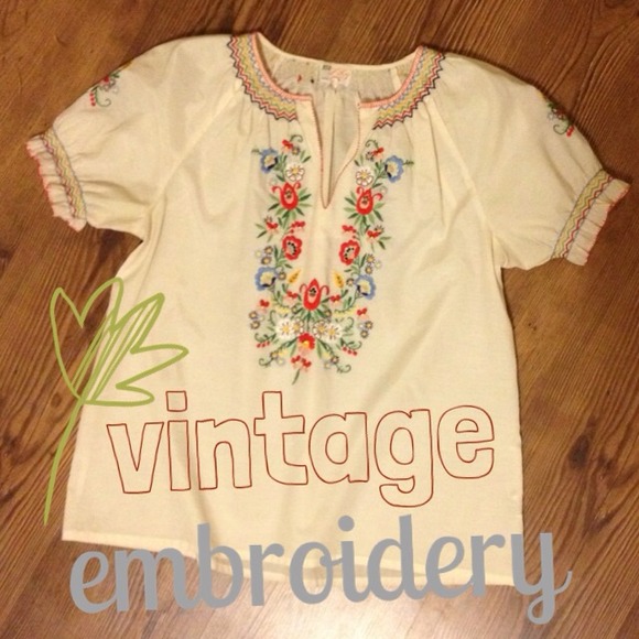 Vintage Tops - *Reserved* Vintage embroidered blouse