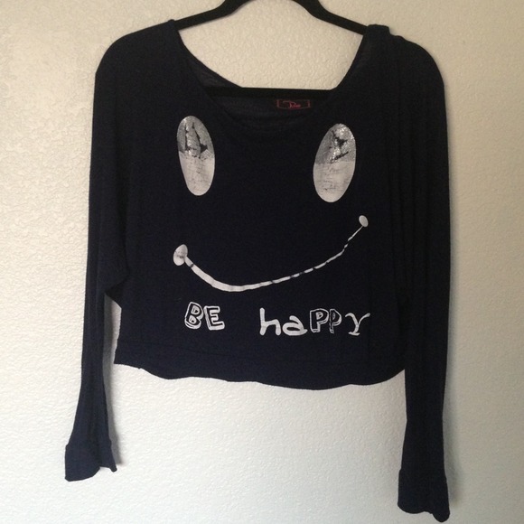 Slouchy navy crop top