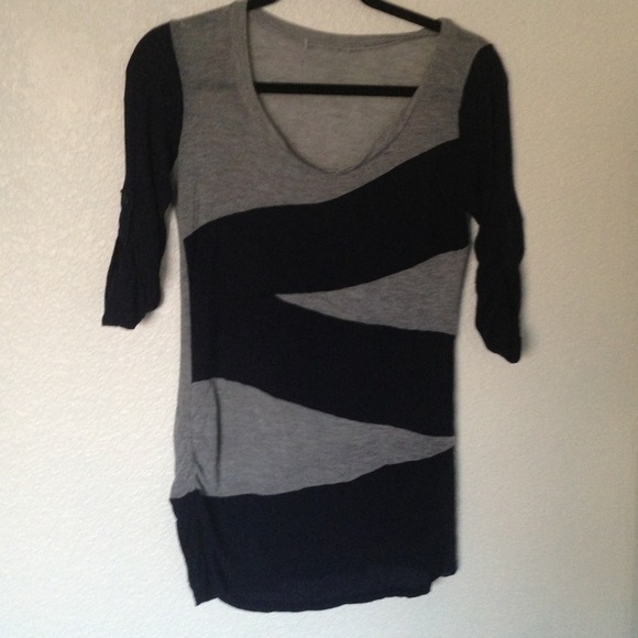 Navy and grey striped top