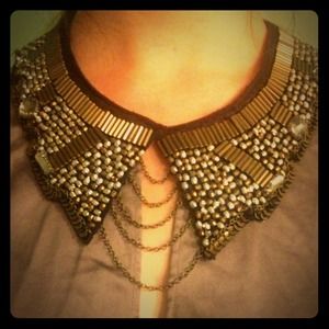 H&M purple satin with beaded collar dress