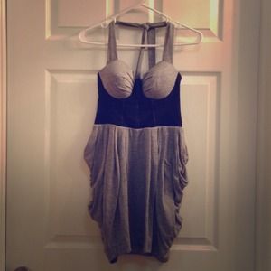 Gray and black dress.