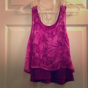 Purple layered top.