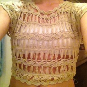 Beige Crochet Crop Top