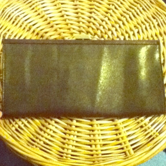 Brown and sheer gold clutch